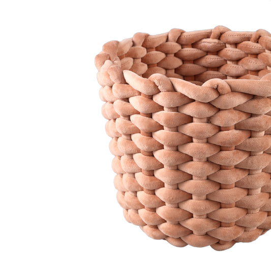 Olliver Brown Velvet Rope Basket No Handles SV3