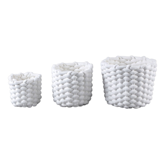 Olliver White Velvet Rope Basket No Handles SV3