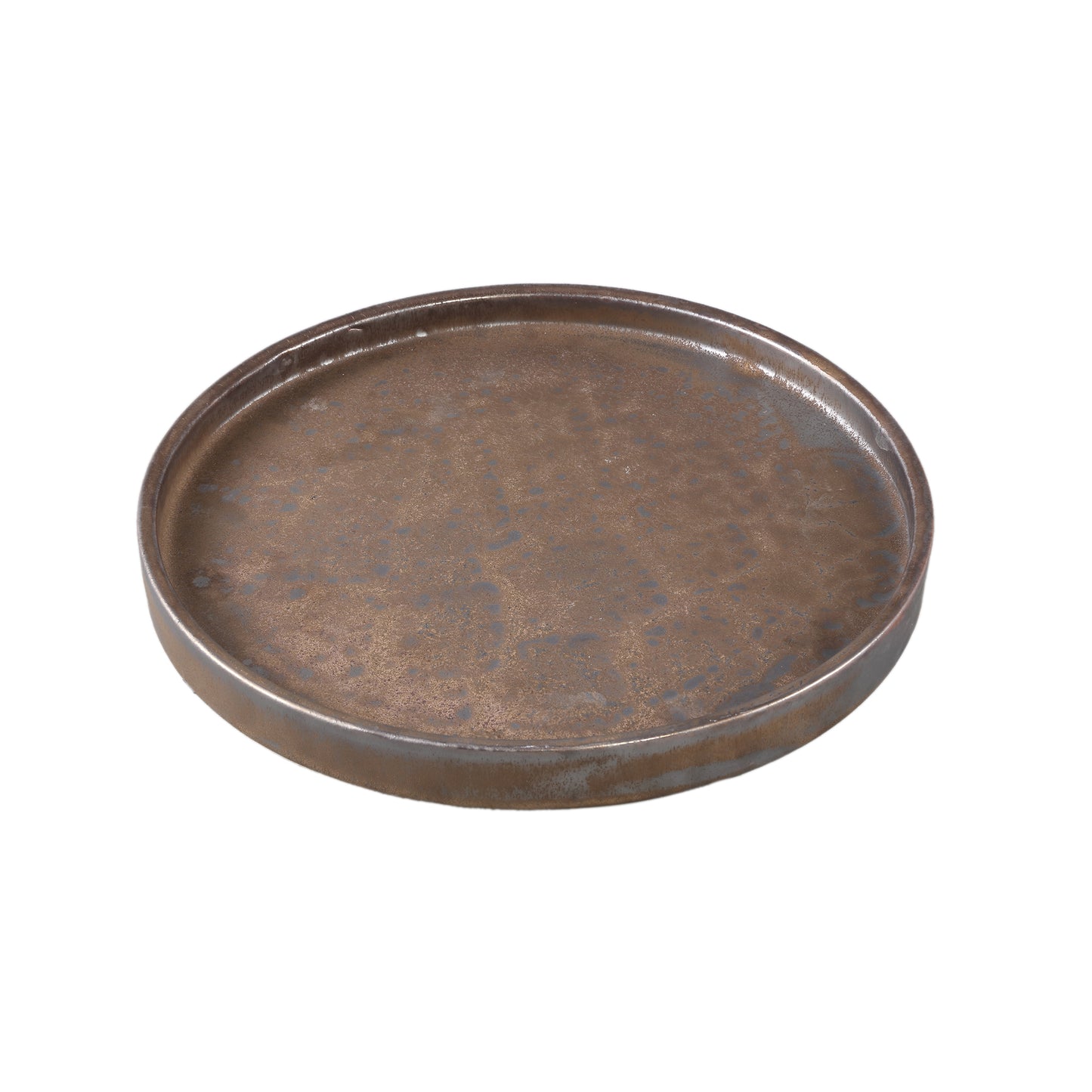 Kasim Bronze Ceramic Glazed Plate Round L