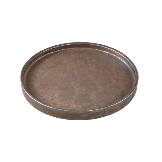 Kasim Bronze Ceramic Glazed Plate Round L