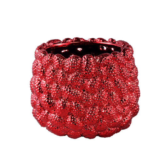 Francisca Red Ceramic Metallic Glazed Pot Pines L