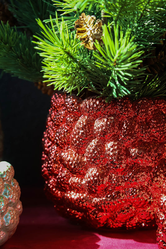 Francisca Red Ceramic Metallic Glazed Pot Pines L