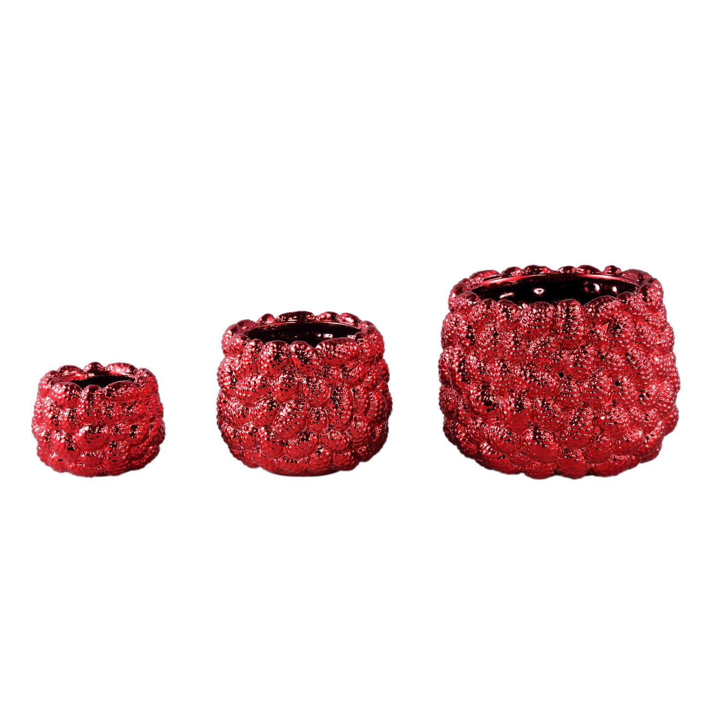 Francisca Red Ceramic Metallic Glazed Pot Pines L