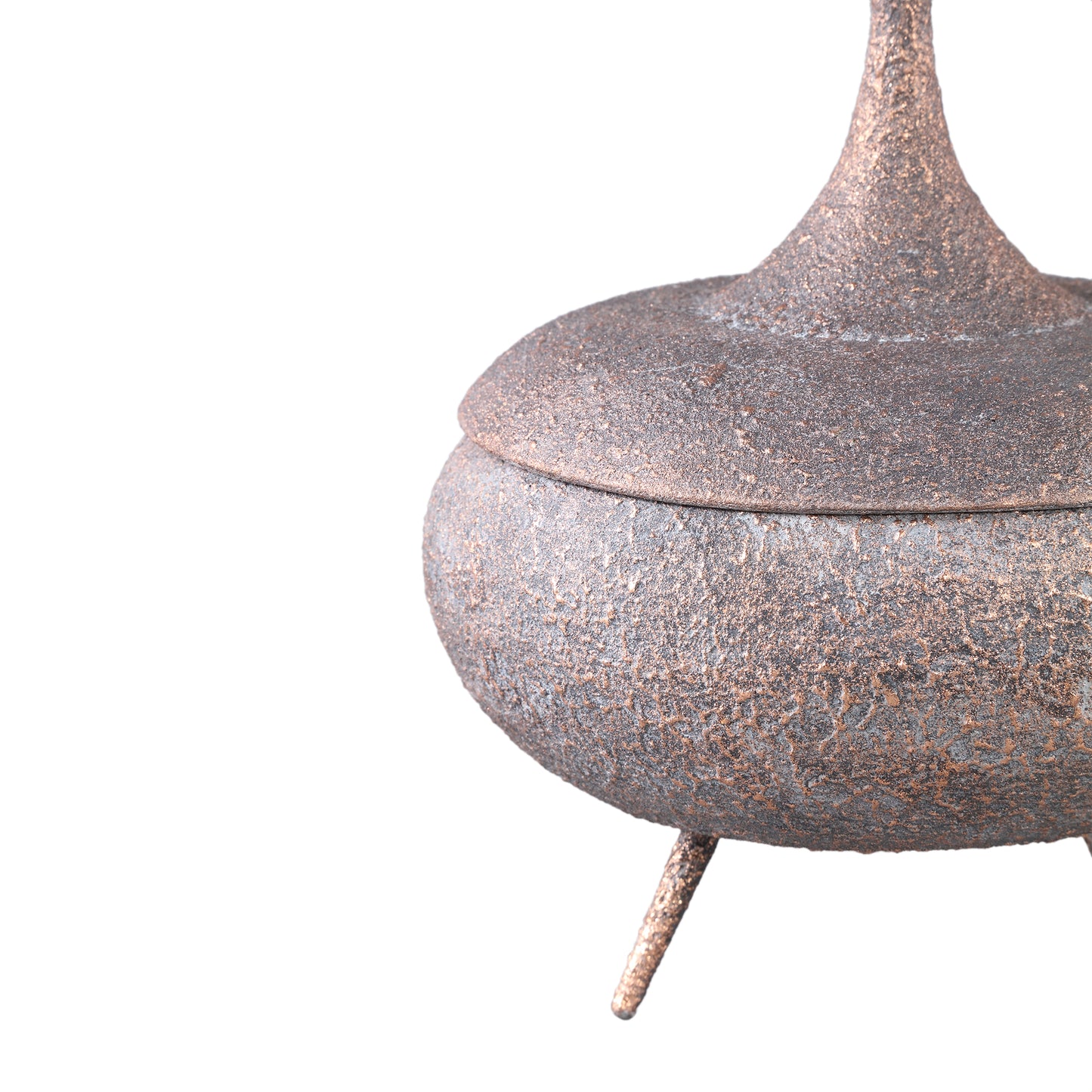 Eben Bronze Iron Deco Storage Pot High Lid Round