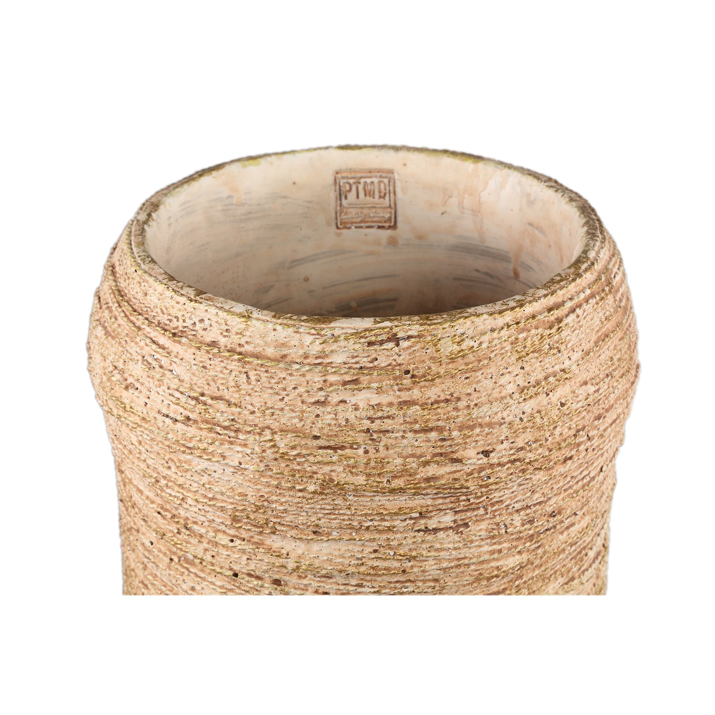 Ricci Brown Cement Pot Ribbed Round High L