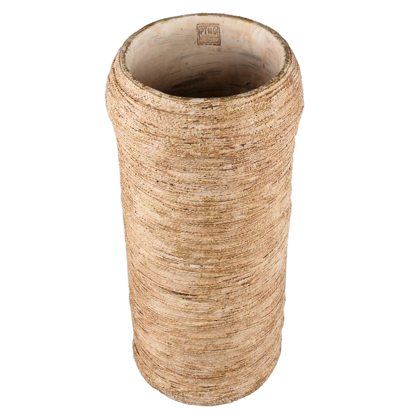 Ricci Brown Cement Pot Ribbed Round High L
