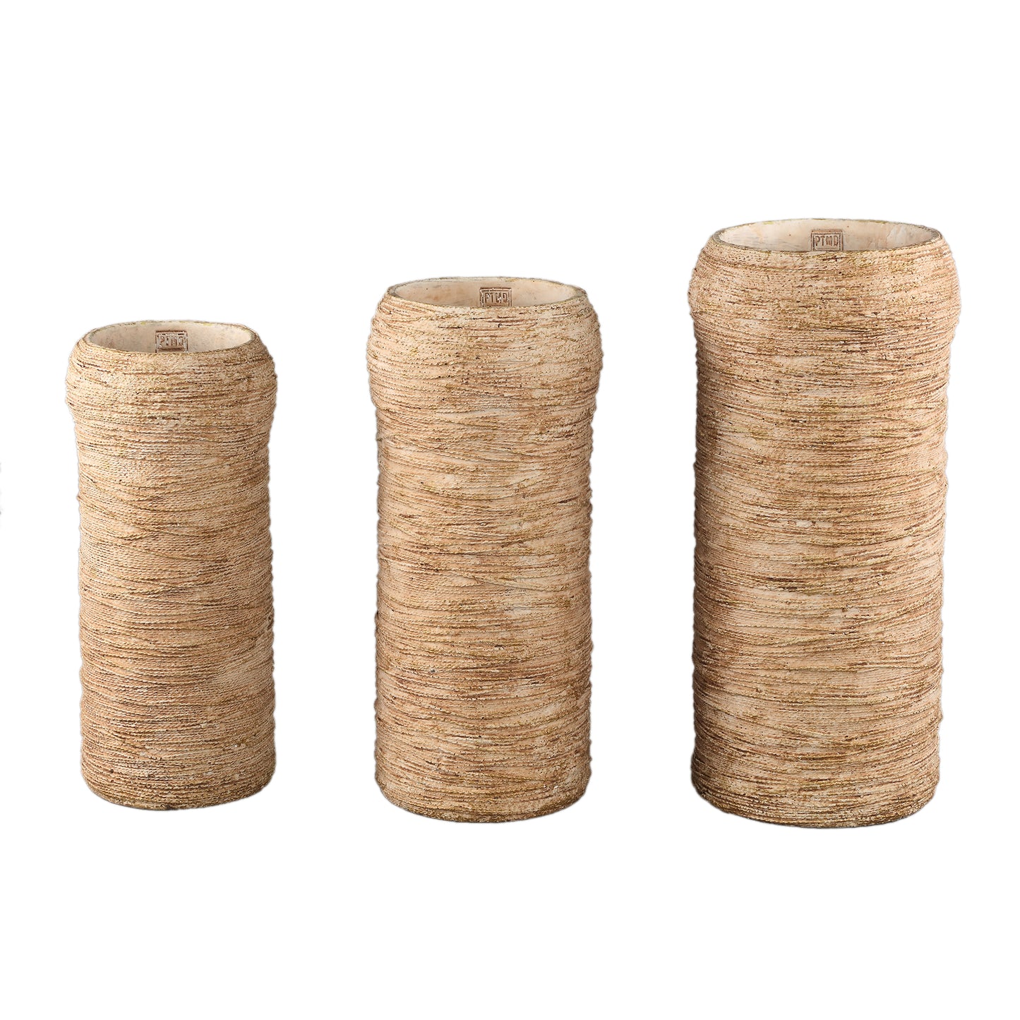 Ricci Brown Cement Pot Ribbed Round High L