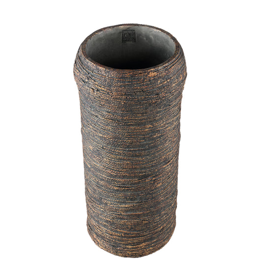 Ricci Black Cement Pot Ribbed Round High L