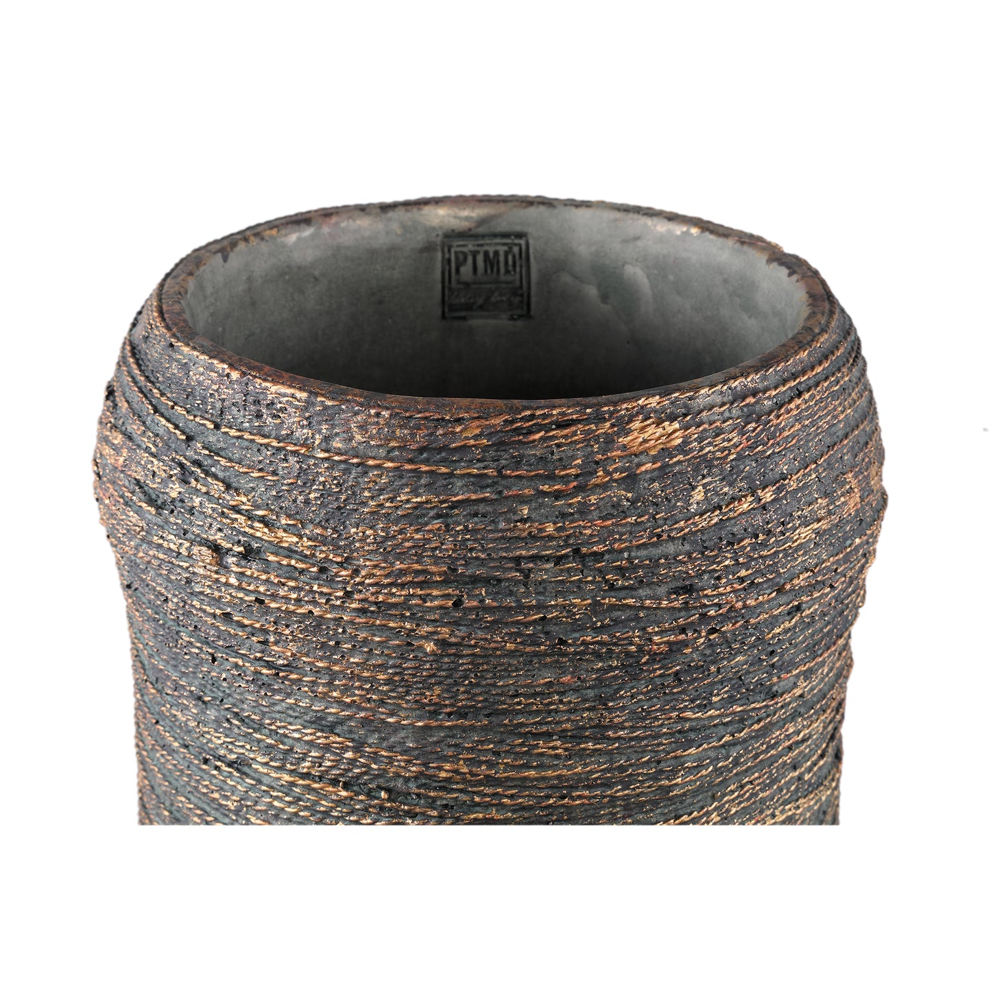 Ricci Black Cement Pot Ribbed Round High L