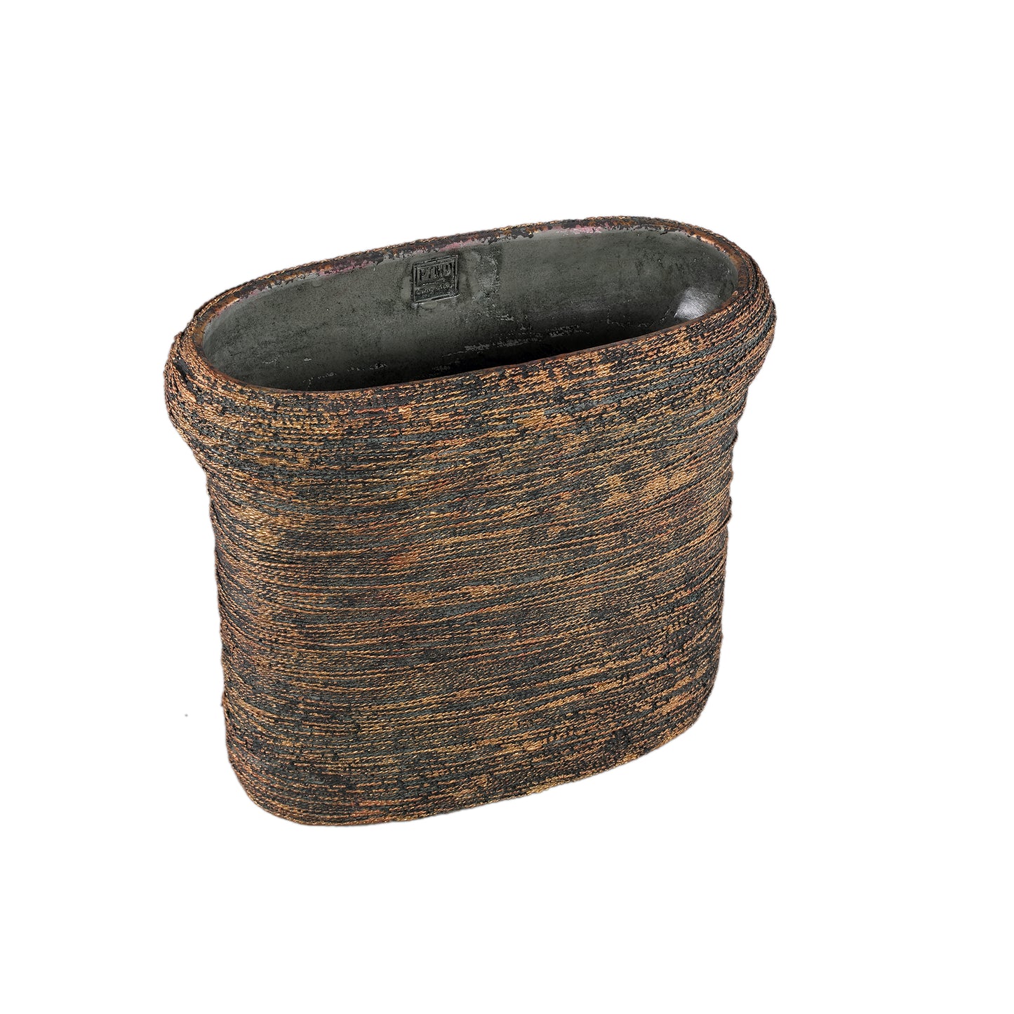 Ricci Black Cement Pot Ribbed Oval L