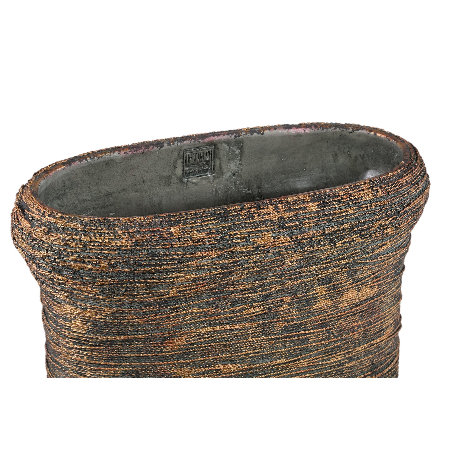 Ricci Black Cement Pot Ribbed Oval L