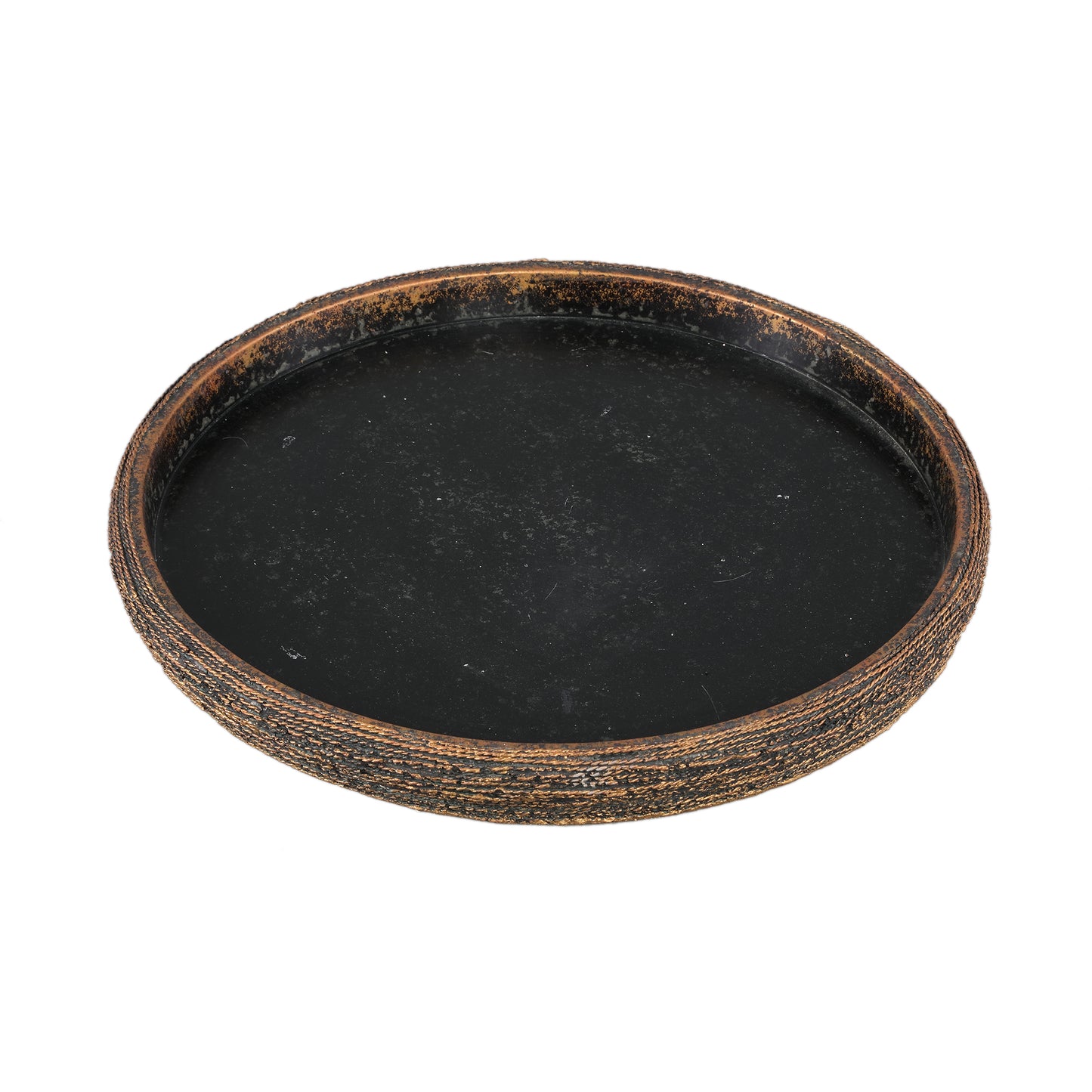 Ricci Black Cement Plate Ribbed Round L