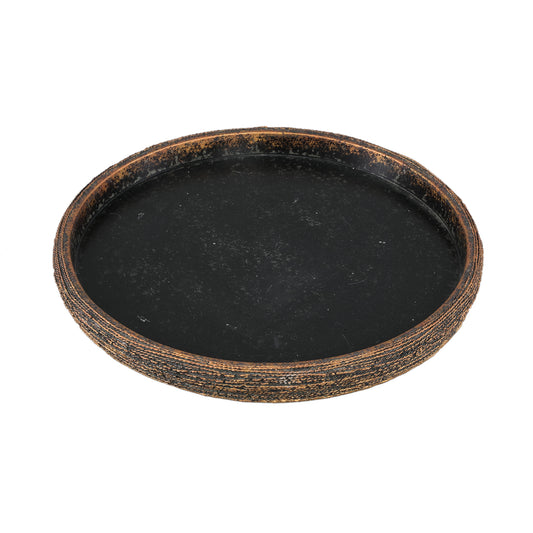Ricci Black Cement Plate Ribbed Round L