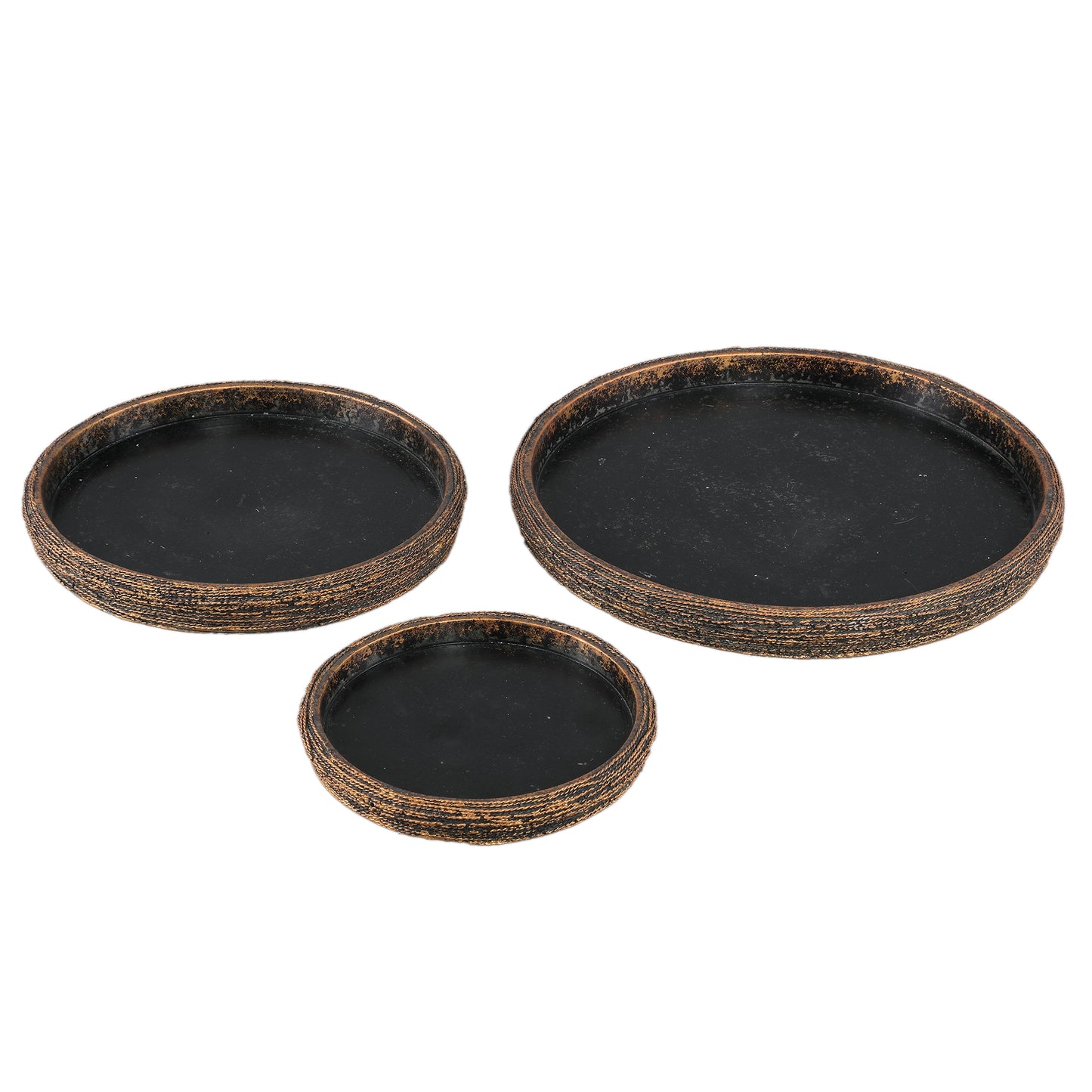 Ricci Black Cement Plate Ribbed Round L