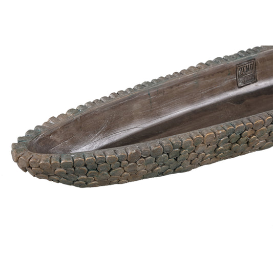 Jannicke Black Cement Bowl Boat Shape Dot PatternL