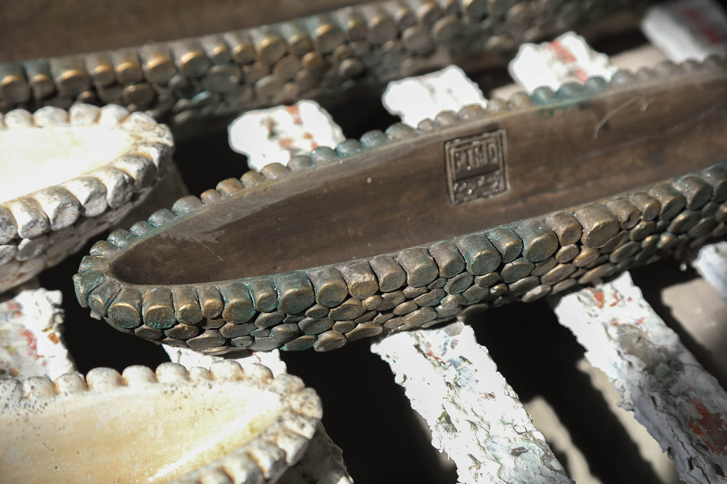 Jannicke Black Cement Bowl Boat Shape Dot PatternL