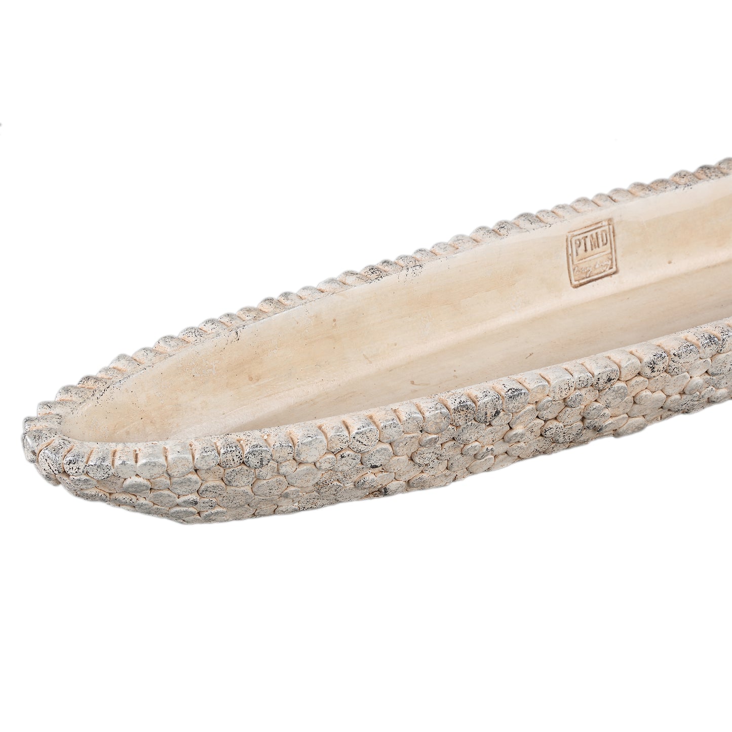 Jannicke Cream Cement Bowl Boat Shape Dot PatternL