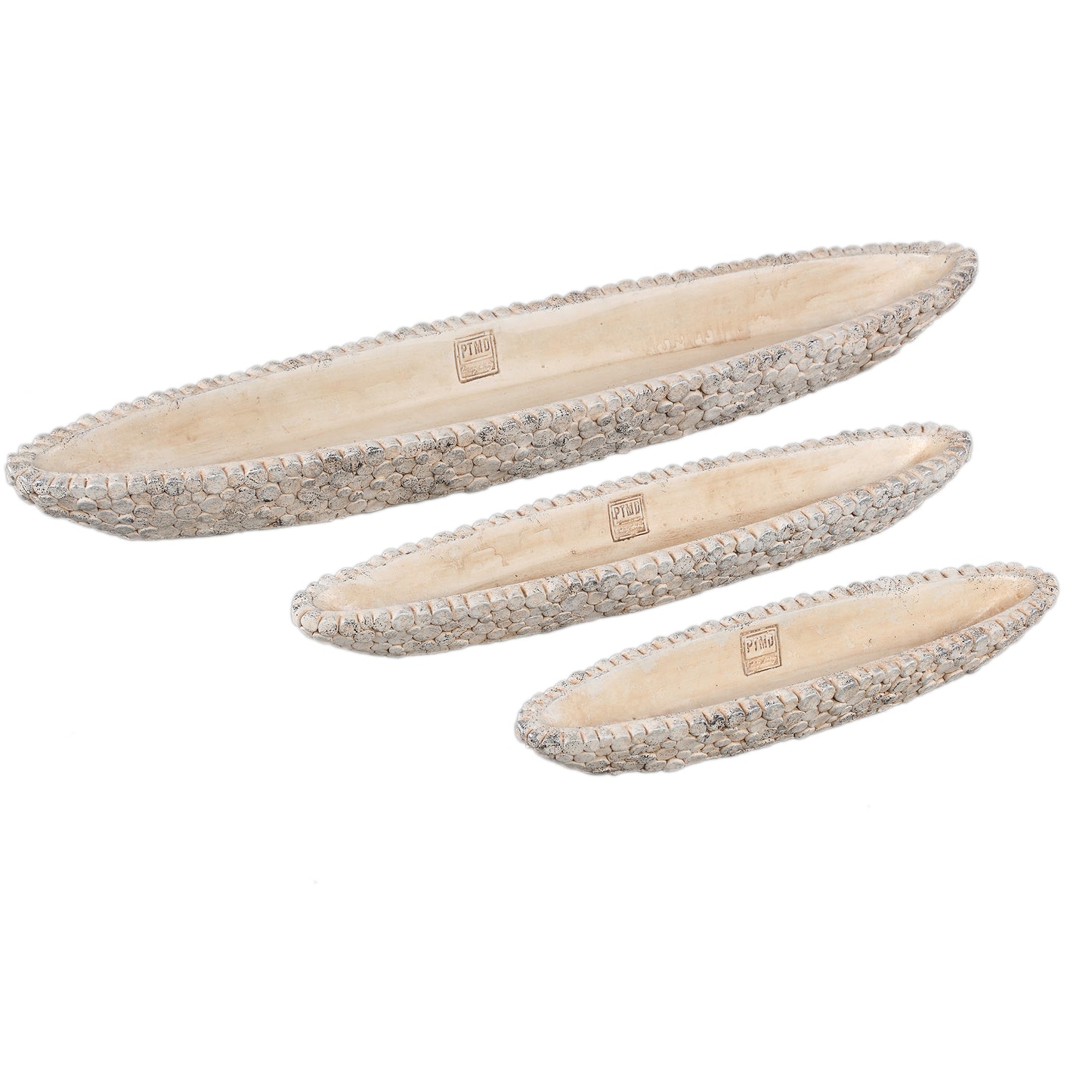 Jannicke Cream Cement Bowl Boat Shape Dot PatternL