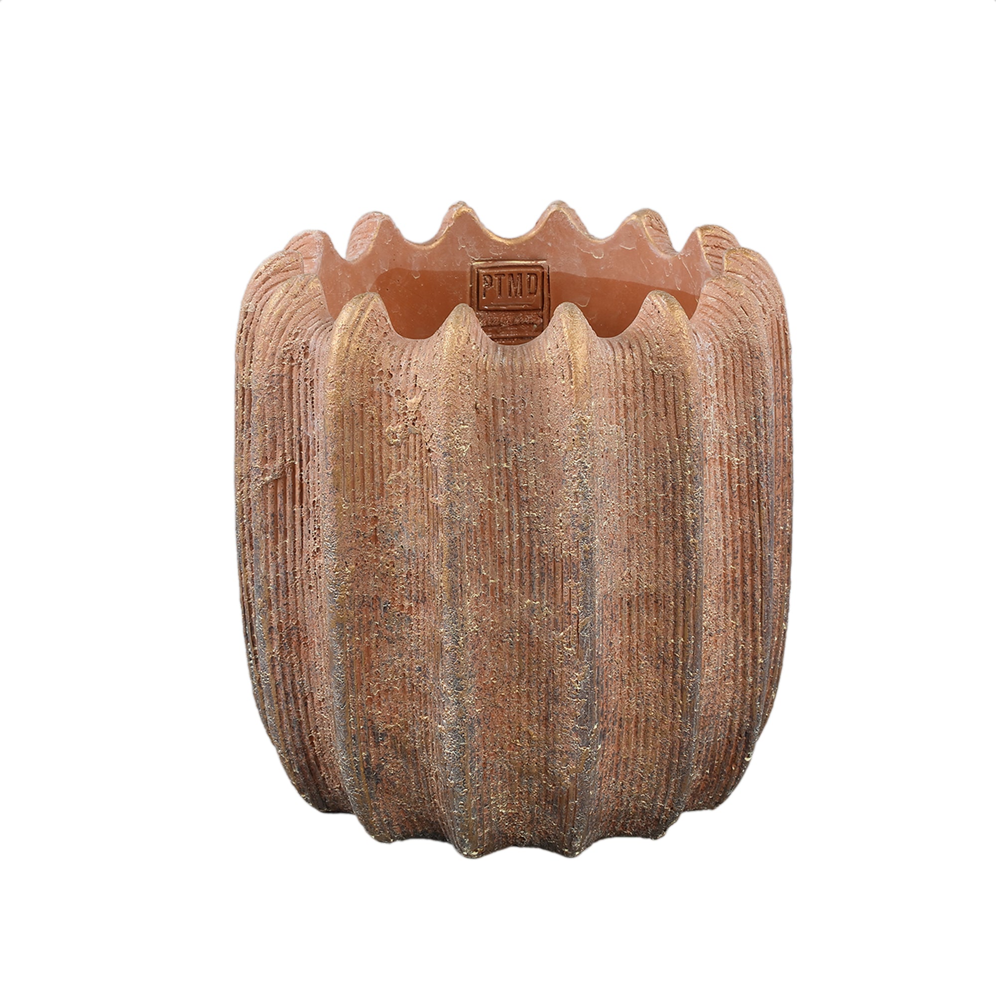 Brigett Copper Cement Pot Ribbed Round XL kopen? Gratis Thuisbezorgd