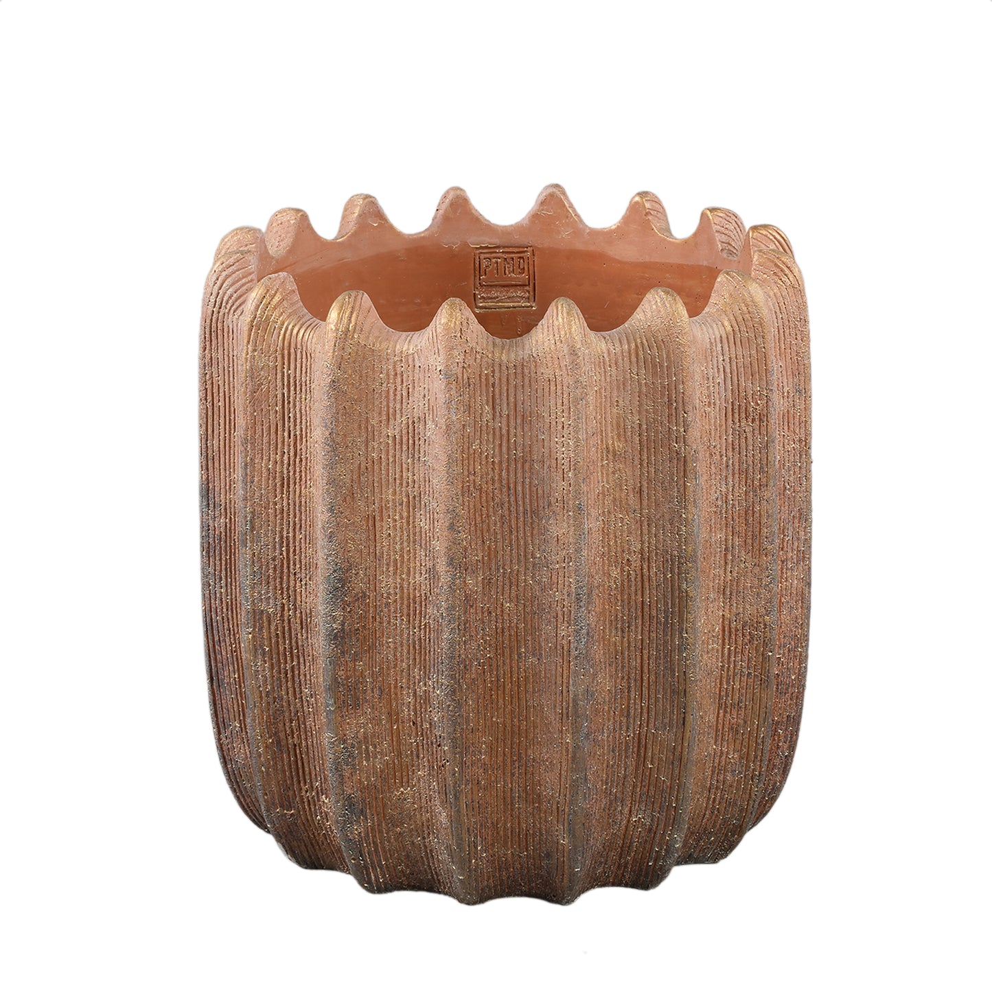 Brigett Copper Cement Pot Ribbed Round Big S