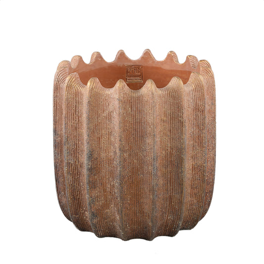 Brigett Copper Cement Pot Ribbed Round Big S