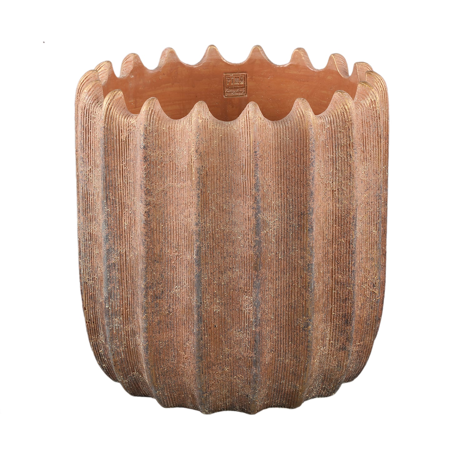 Brigett Copper Cement Pot Ribbed Round Big L