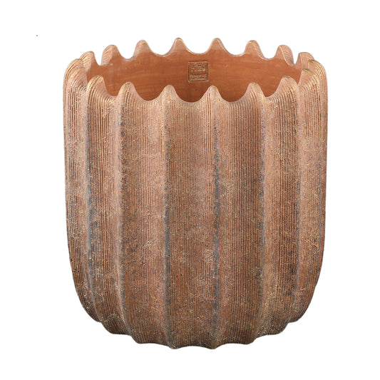 Brigett Copper Cement Pot Ribbed Round Big L
