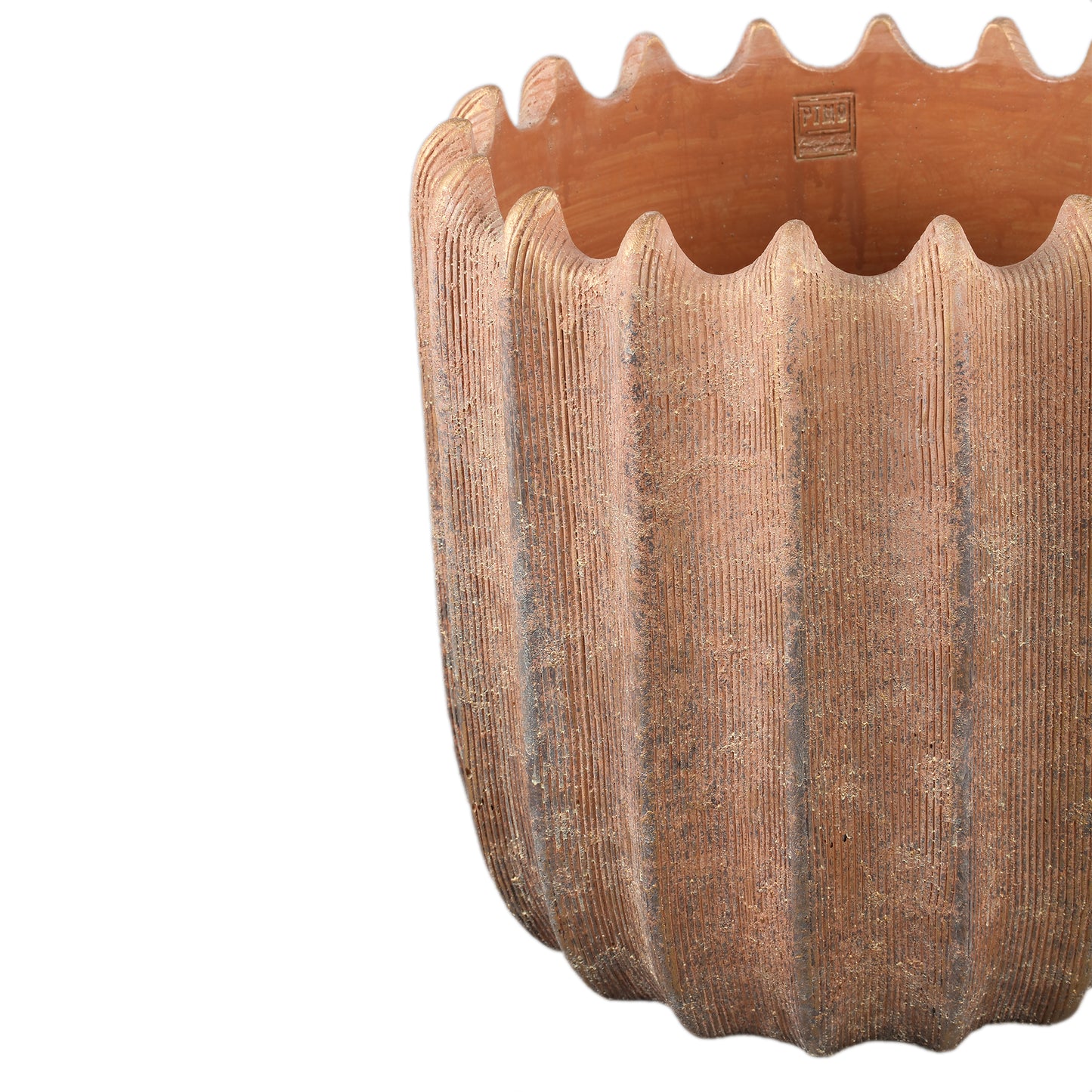 Brigett Copper Cement Pot Ribbed Round Big L