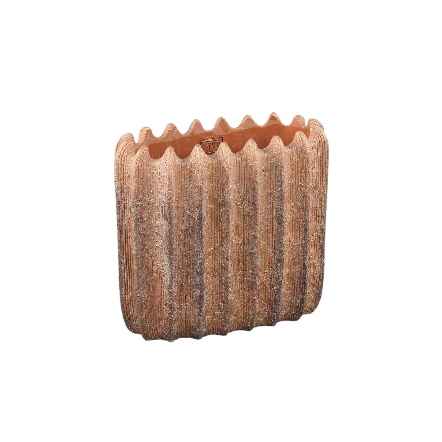 Brigett Copper Cement Pot Ribbed Oval M