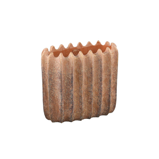 Brigett Copper Cement Pot Ribbed Oval M