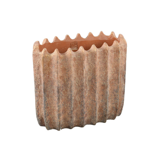 Brigett Copper Cement Pot Ribbed Oval L