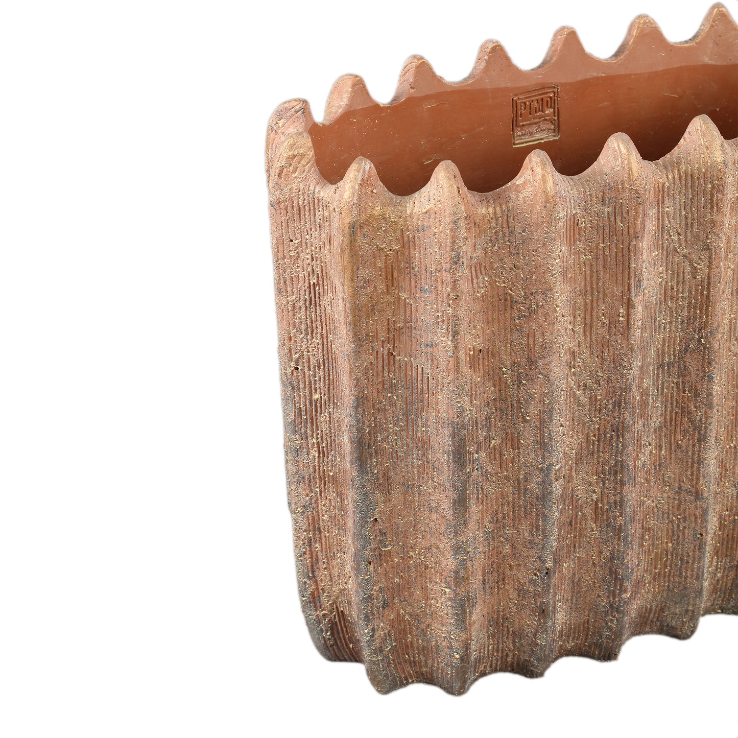 Brigett Copper Cement Pot Ribbed Oval L