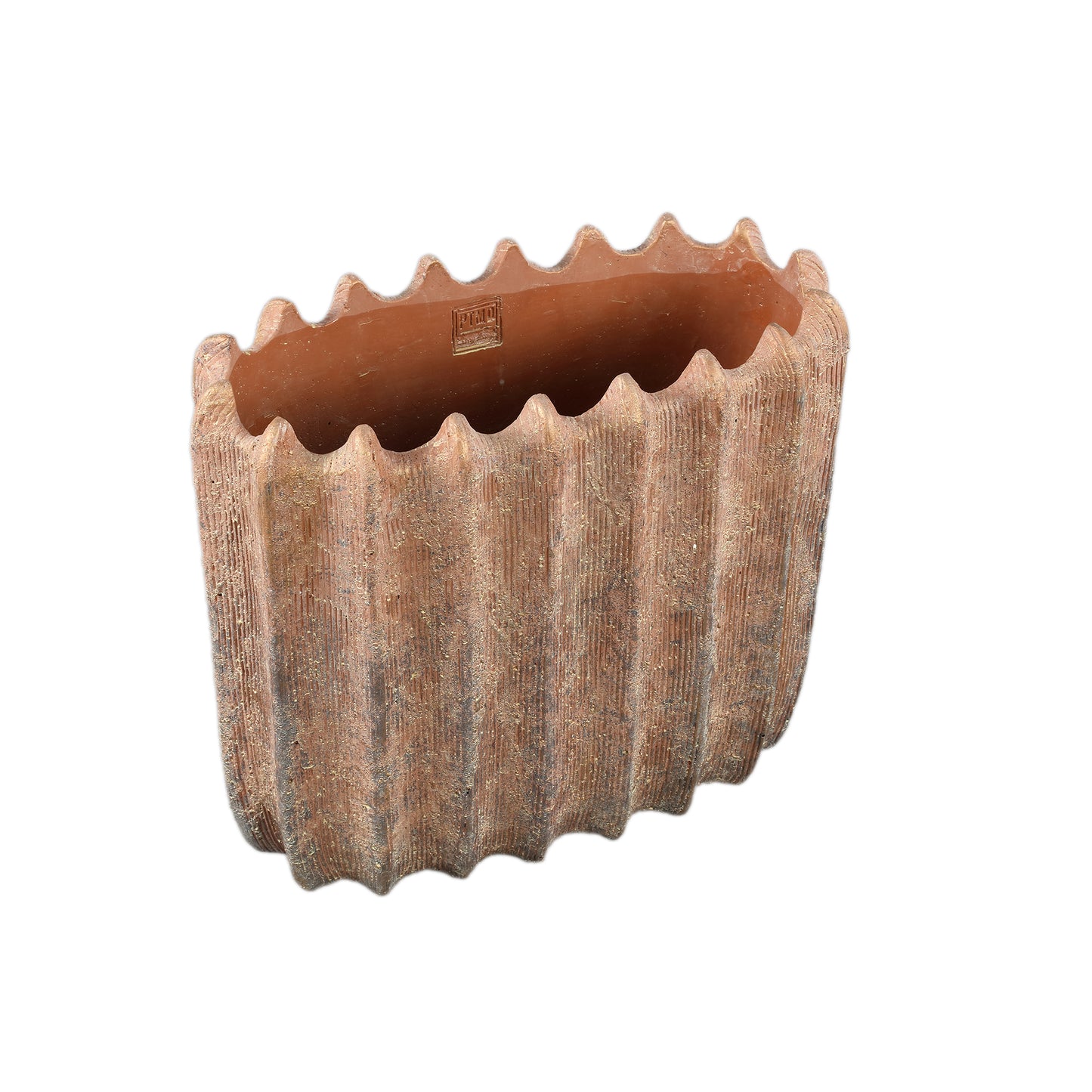 Brigett Copper Cement Pot Ribbed Oval L