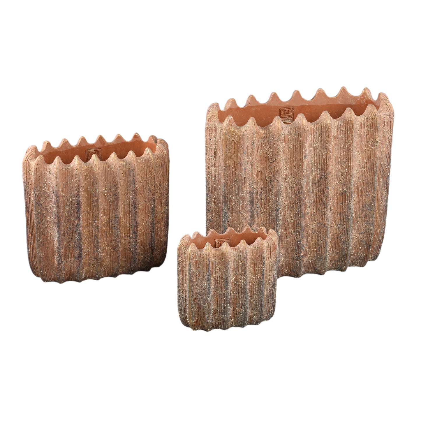 Brigett Copper Cement Pot Ribbed Oval L