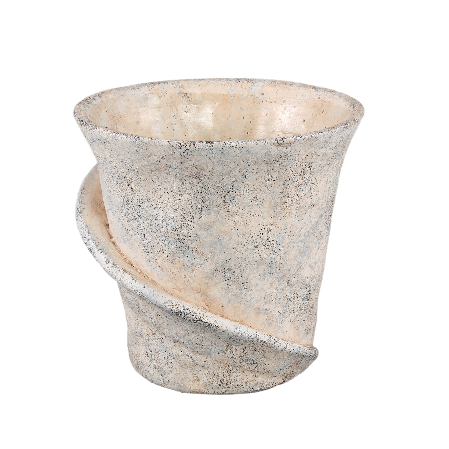 Iiona Cream Cement Pot Twisty Round L