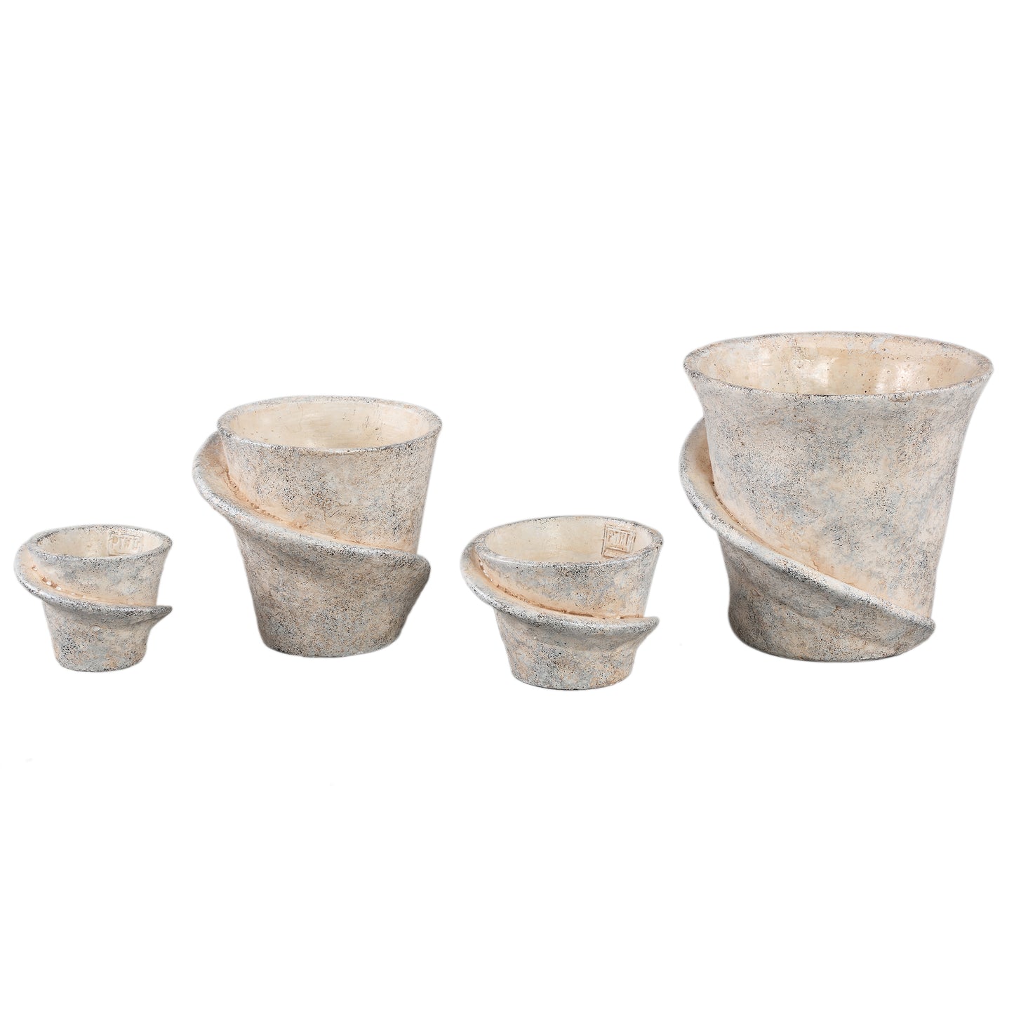 Iiona Cream Cement Pot Twisty Round L