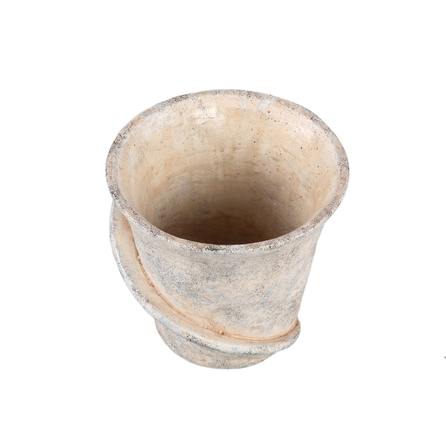 Iiona Cream Cement Pot Twisty Round L