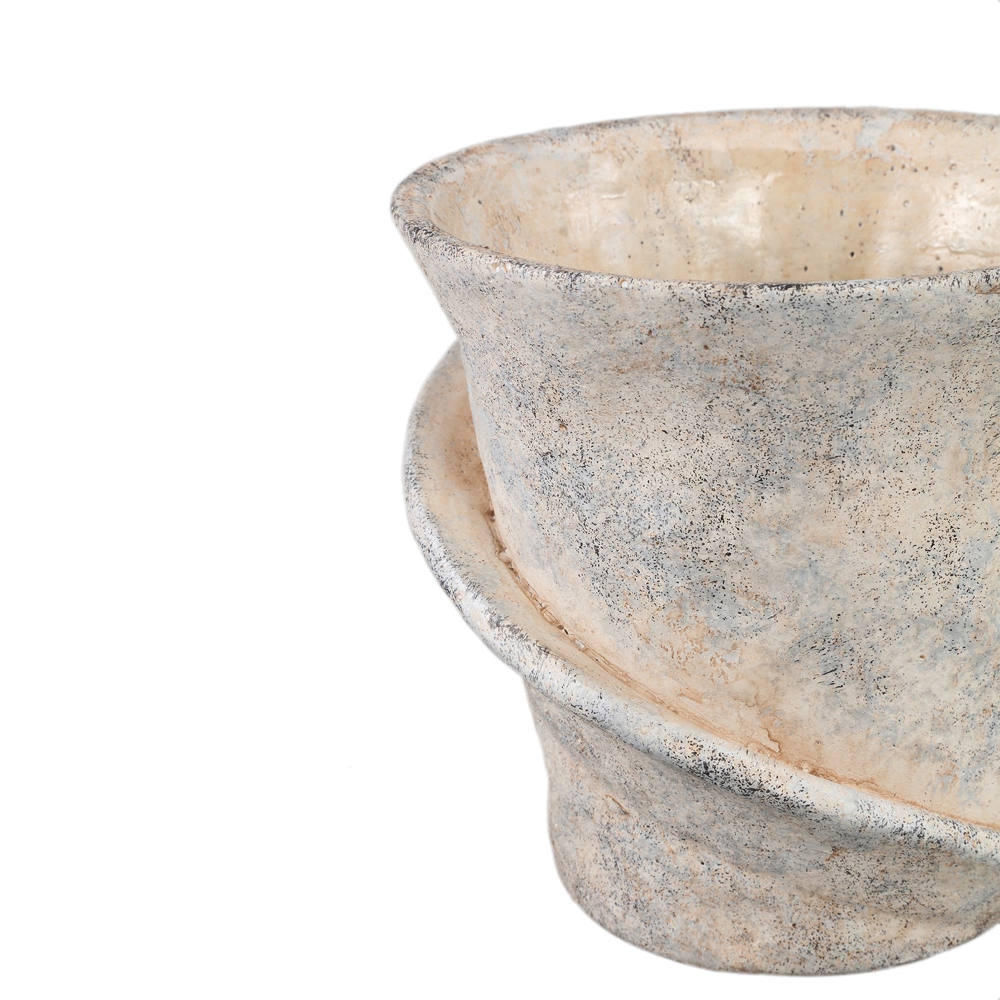 Iiona Cream Cement Pot Twisty Round L