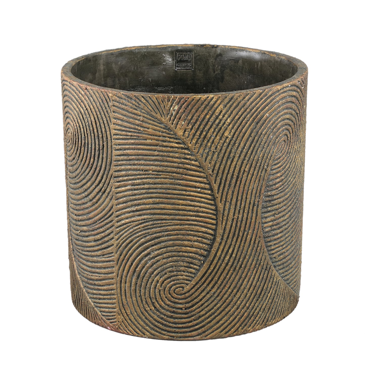 Erich Black Cement Pot Swirl Pattern Round Big L