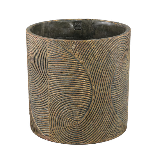 Erich Black Cement Pot Swirl Pattern Round Big L