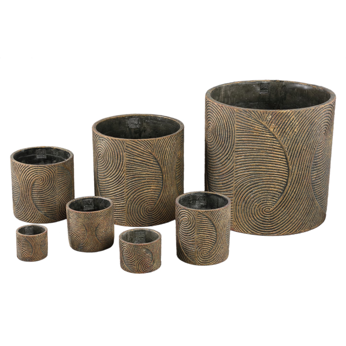 Erich Black Cement Pot Swirl Pattern Round Big L