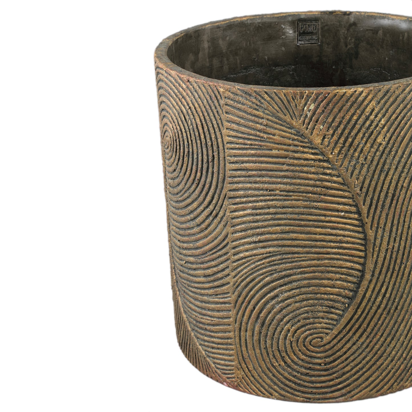 Erich Black Cement Pot Swirl Pattern Round Big L