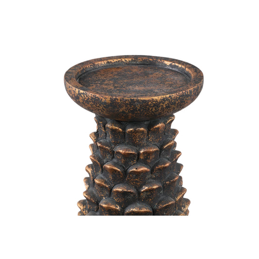 Khaya Black Cement Pinecone Candleholder L