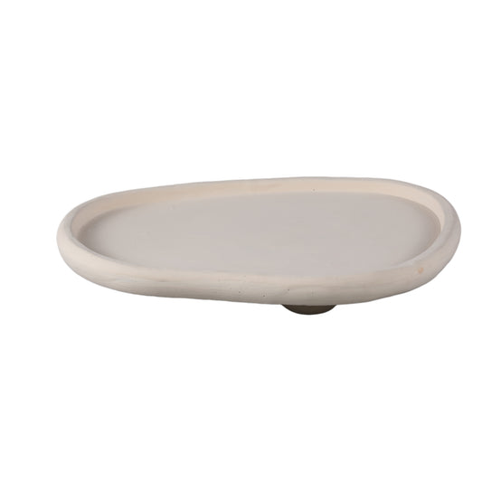 Tammy Cream Cement Organic Plate On Foot L