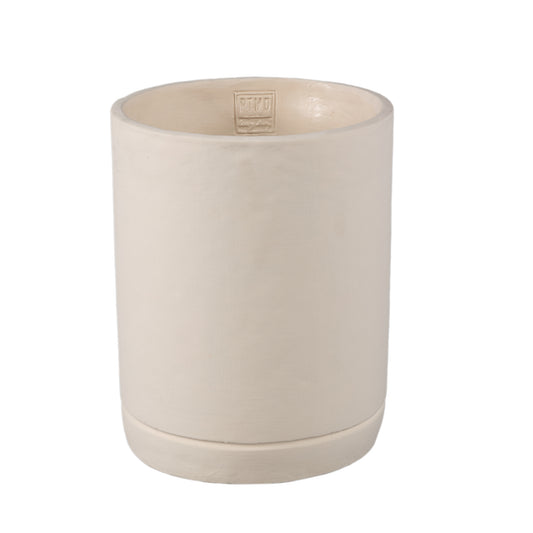Vik Cream Cement Cylinder Pot Round Matt L