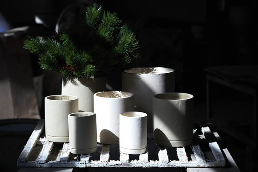 Vik Taupe Cement Cylinder Pot Round Matt XL