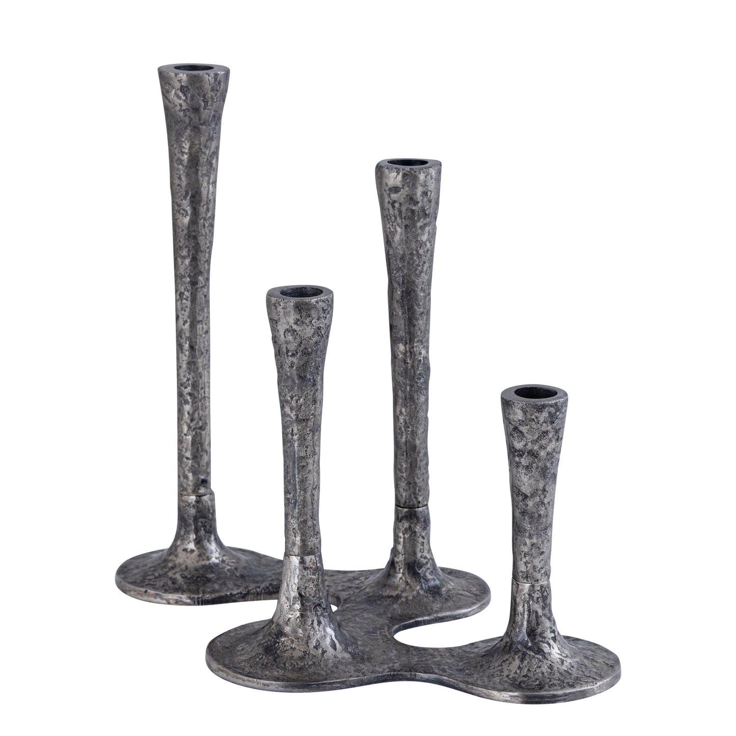 Lynette Silver Casted Alu Candleholder Rounds Base