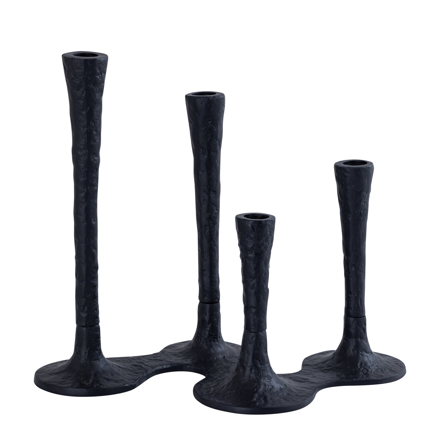Lynette Black Casted Alu Candleholder Rounds Base