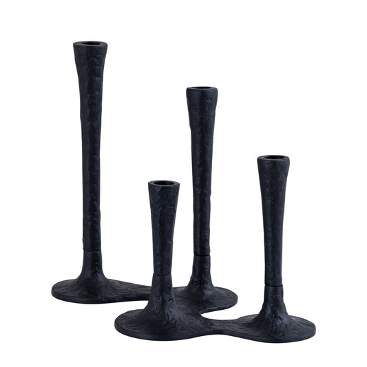Lynette Black Casted Alu Candleholder Rounds Base