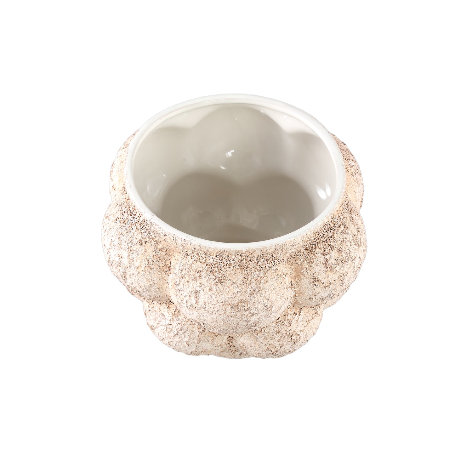 Fareeda Cream Ceramic Pot Circles Shape L